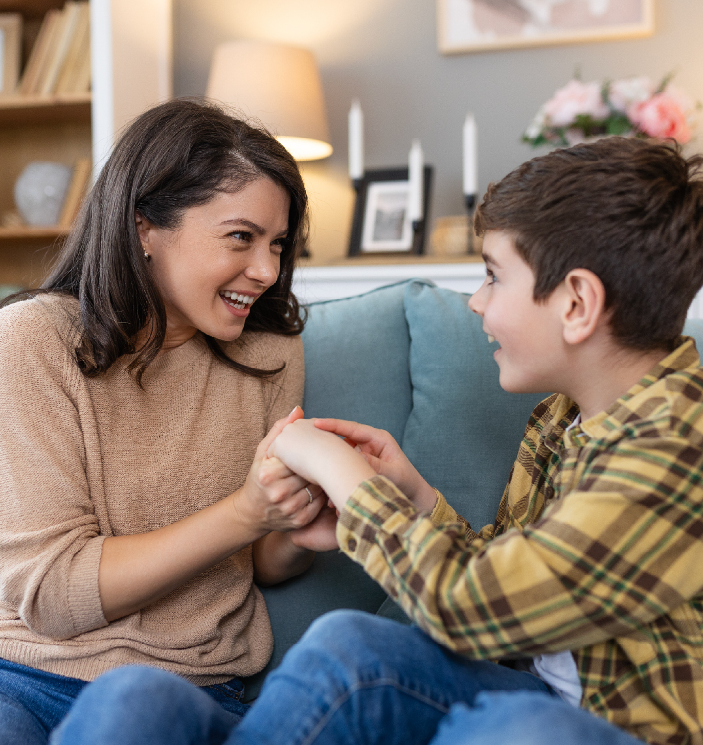 Mother holding child